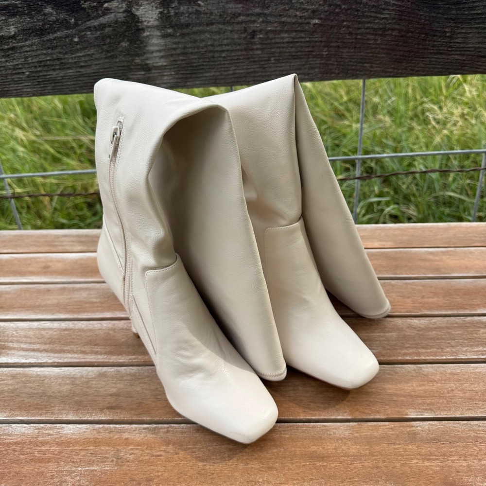 Gianni Bini Over The Knee Boots Womens 8.5 M Cream New Square Toe Stiletto